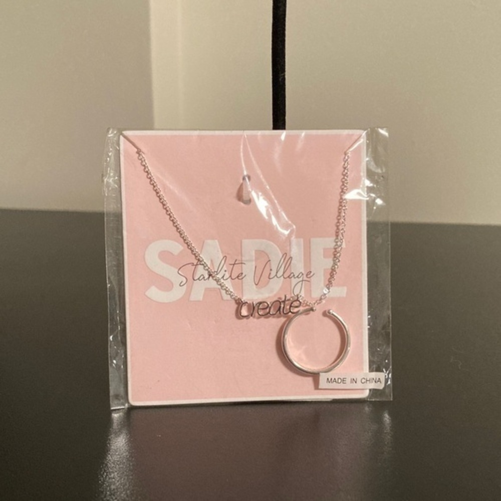 Silver 'Create' Pendant Necklace and ring